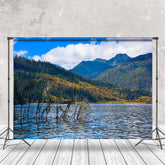 Aperturee - Autumn Mountain Forest Lake Scenery Photo Backdrop